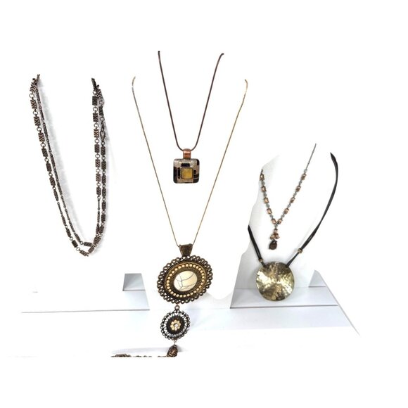 Bronze & Gold Multi-Style Pendant Necklace Set- 5 piece set - Picture 1 of 8